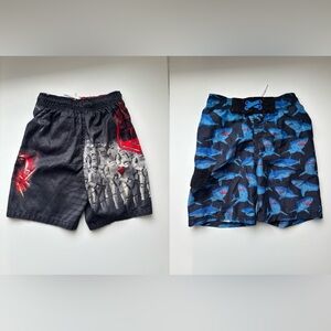 Star Wars and Shark Print Boys' Swin Trunks Size Small Set of 2